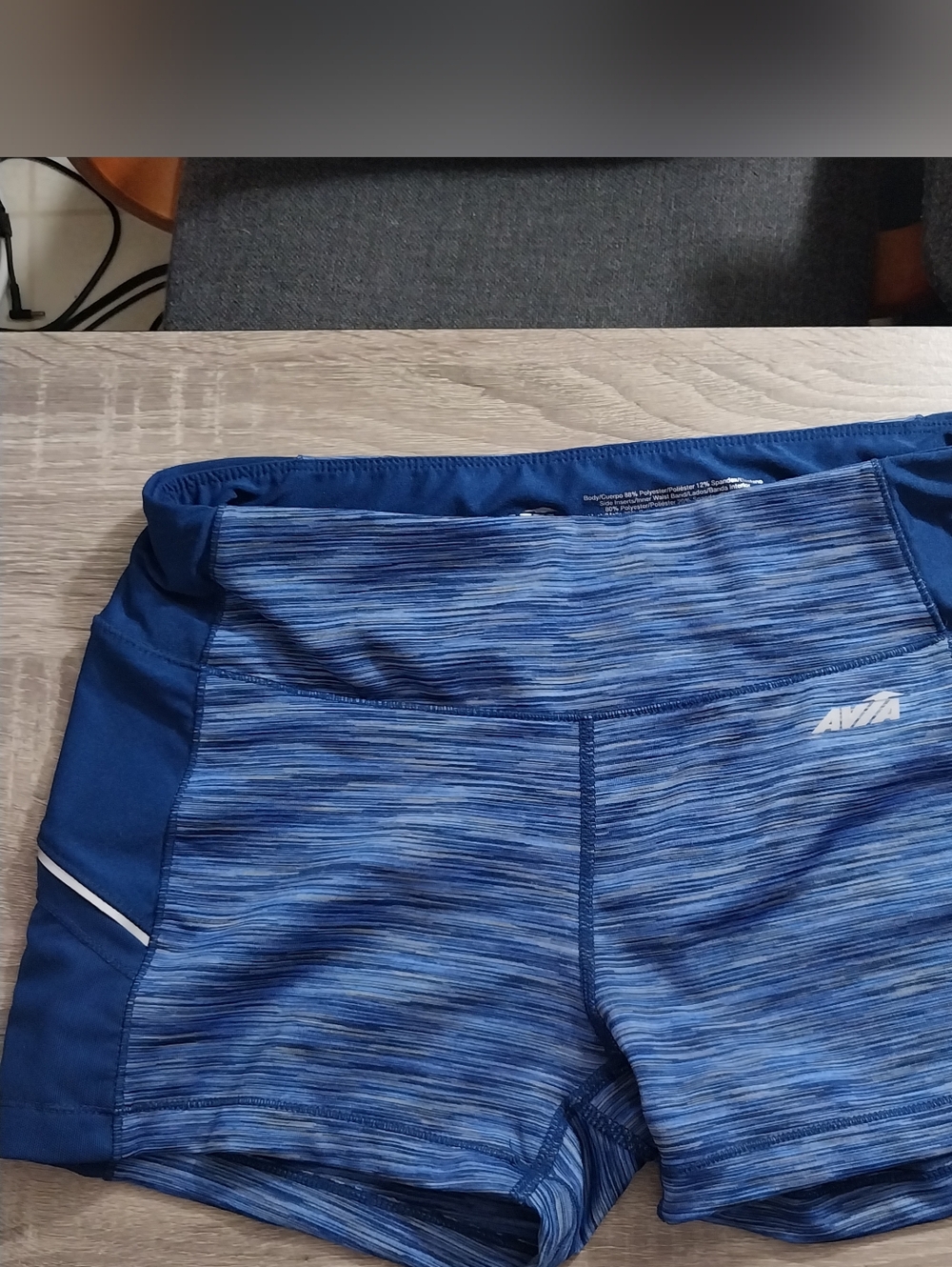 Avia Womens' Blue Space-Dye and Navy Bike Shorts